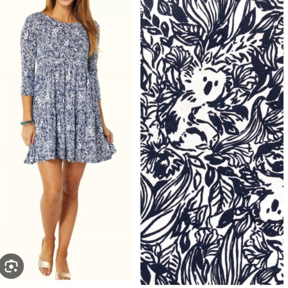 Lilly Pulitzer 3/4 Length Sleeve Geanna Dress | G'day Mate High Tide Navy